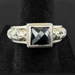 Michael Dawkins Sterling Silver Faceted Onyx Ring Size 7 Designer Piece